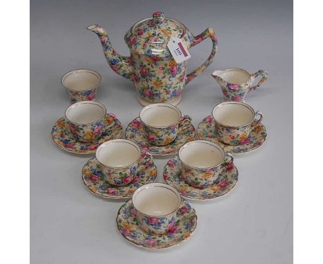 An early 20th century James Kent Rozalynde Chintz pattern six-place setting tea service, having printed mark versoCondition r