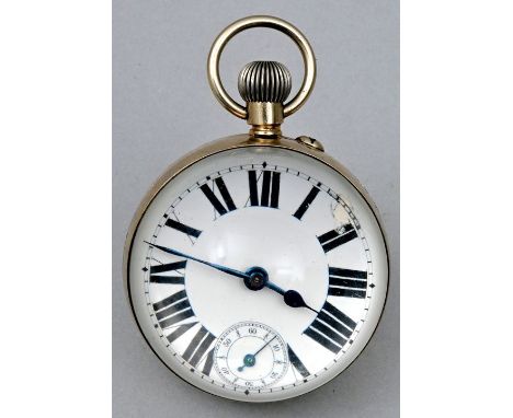 Kugeluhr, Schweiz, um 1900/ Anf. 20. Jh. Taschenuhrwerk in kugelförmigem Gehäuse aus zwei Lupenglas-Halbkugeln. Rückseite ang