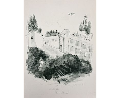 Goltzsche, Dieter ''Spindlersfeld''. 1966. Lithographie, sign., betitelt, als ''Probe(druck)'' bezeichnet. Aus: Märkische Map