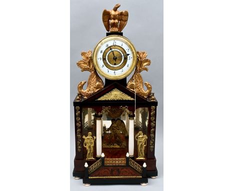 Klassizistische Stockuhr, Österreich, um 1820 Sog. Portaluhr. Sehr repräsentatives Holzgehäuse, in Nussbaum und Kirschbaum fu