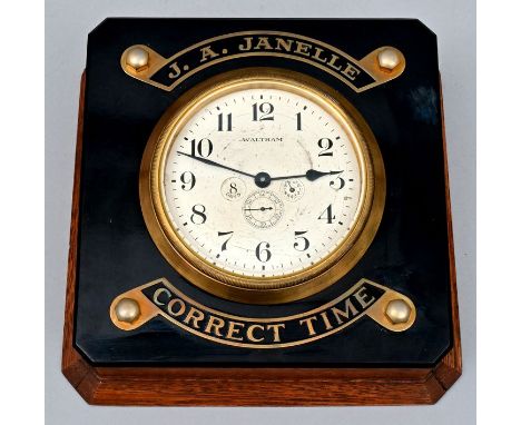 Chronometer für Geschäftsauslage (Window chronometer), USA, Waltham Company, Anf. 20. Jh. Liegender Gehäuseblock Eiche, schwa
