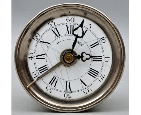 Wecker Emaillezifferblatt mit römischen Zahlen und arabischer Minuterie, Messingzeiger mit Dreipass geschmückt, Schlagwerk, r