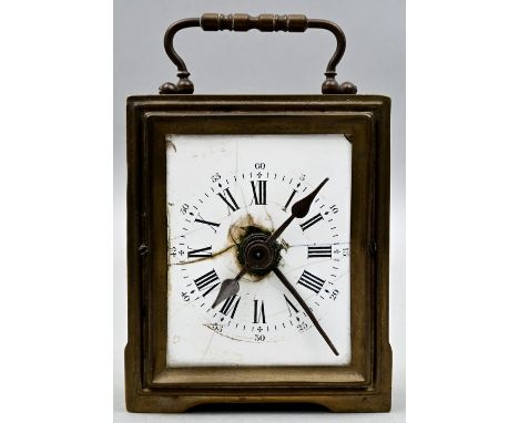 Wecker, Frankreich, Ende 19. Jh. C. Maurel Emaillezifferblatt mit römischen Ziffern und arabischer Minuterie, Metallzeiger, q
