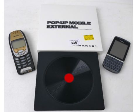 Boxed portable mobile external USB CD DVD Rom player writer/rewriter for Mac Book and two vintage Nokia mobile phones