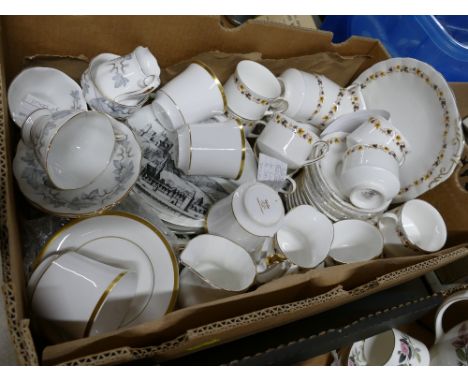 Box of part tea sets - Spode Golden Eternity and Royal Kent Golden Glory