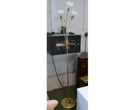 Modern metal freestanding lamp with floral glass shades, 178 cm high