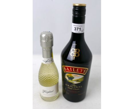 Bottle of Baileys and a small bottle of Prosecco