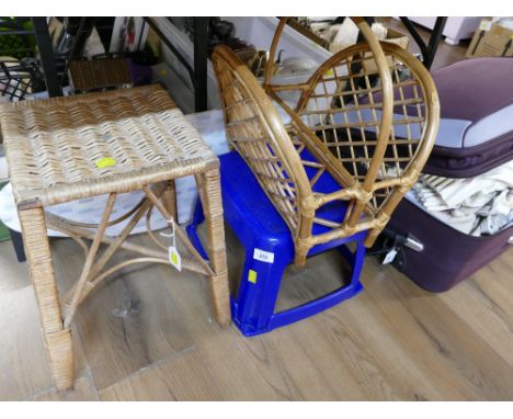 Wicker conservatory stool and magazine rack and plastic step stool