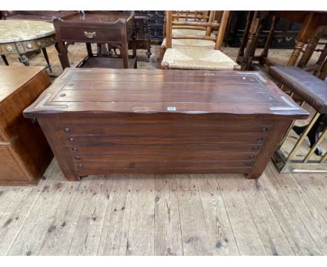 Continental rosewood and metal bound trunk, 46cm by 111cm by 46cm.