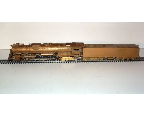 UNITED Scale Models HO unpainted Brass Santa Fe 4-8-4 and 8 axle Tender. Slightly tarnished otherwise Excellent in a Box with