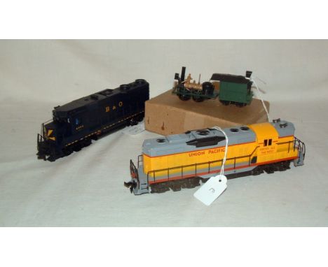 3 x unboxed American outline HO Locomotives -  Bachmann B&O GP-9 and a Union Pacific RS-11 (both Exellent and serviced 4/2016