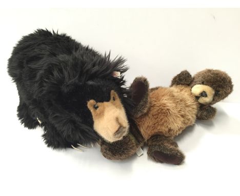 Steiff The Sloth Bear Smithsonian's Animal Conservation Collection, length 51cm. Together with a Merrythought Harrods Otter, 