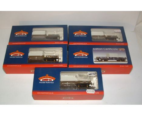 BACHMANN 5 x FNA Nuclear Flask Wagons  - 38-345 Flat Floor 550038, 345C DRS Blue Flat Floor 550011 (Collector Club Edition),3