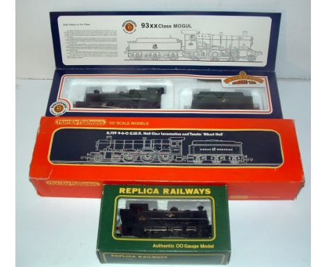 3 x GWR/BR(W) Locomotives - BACHMANN 31-803 Class 93XX BR Green 2-6-0 no 7332 (with unopened Accessory Pack) and REPLICA 1100