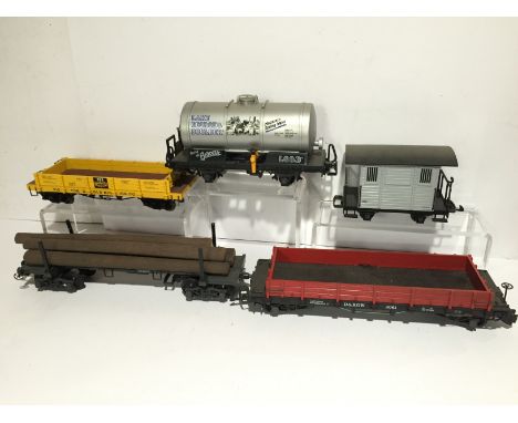 LGB 5 x North American Freight Trucks - 4061 D&RGW Gondola, 95747 Victor Gold Mining Co 20' Gondola, 4140 Lake George and Bou