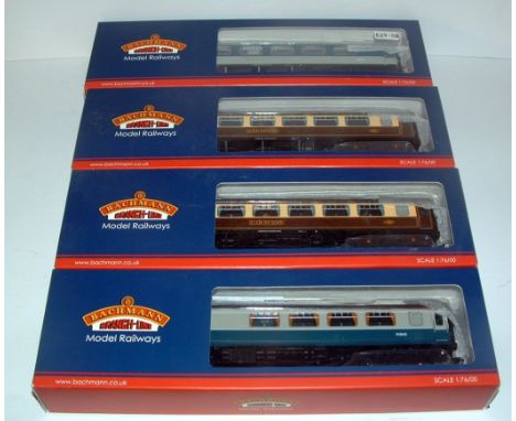 BACHMANN 4 x Mk 1 Pullman Cars nos 39-281A Blue and Grey 1st Kitchen and 2 x 39-300C 2nd Kitchen Cars no 335 in Umber and Cre