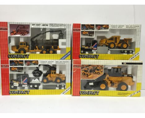 Four Joal Compact construction vehicles: 184 CAT loader (box worn); 170 Volvo BM Forestier; 325 Volvo BM Heavy Duty Transport