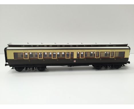 A Brass Kit Built GWR Chocolate and Cream Toplight First/Third Coach no 7607 built by Tony Lawrence and painted by Larry Godd