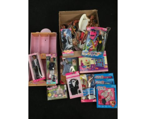 Mattel Barbie shop display stand, c.1990's, 76 x 32 x 10cm approx. Together with a selection of boxed and unboxed dolls and a