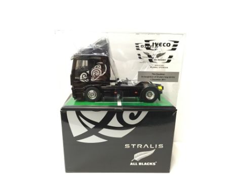 Eligor (France) Iveco Stralis All Blacks Official Global Sponsor 1/24 scale diecast model, contained in perspex case with pla