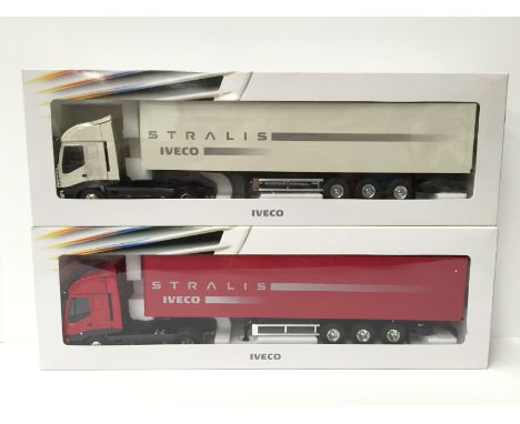Two Eligor (France) Iveco Stralis 1/43 scale diecast lorries. Appear VG-E (no wing mirrors) and boxed. 