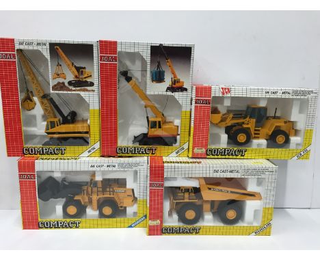 Five Joal Compact construction models: 242 Euclid Dumper Truck; 239 Michigan Loader L320; 225 Crane; 236 Crane; 243 JCB 435 L