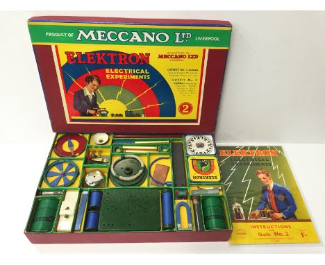 Meccano Elektron Set 2, comprising various parts to construct reading lamp etc. Unused and appears E with VG instruction book