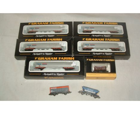 GRAHAM FARISH by BACHMANN /PECO 8 x Freight Wagons - 373-566 FINA 100T Bogie Tank Wagon x 5,377-2010K Pickering Private Owner