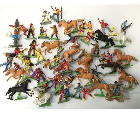Britains Deetail 1/32 scale figures, includes Mexicans, and Cowboys and Indians. Conditions vary, overall P-F unboxed. (40 ap