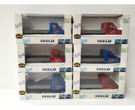 Six Agritec Models Iveco Daily 1/43 scale diecast trucks. Appear overall VG-M (two with one wing mirror snapped off) and boxe
