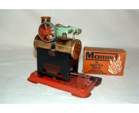 MAMOD SP1 Horizontal Steam Engine with burner driving a single oscillating cylinder through a 1 1/2in flywheel. Appears unuse