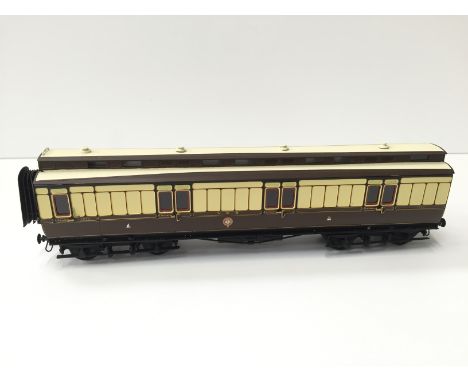 A Brass Kit Built GWR Chocolate and Cream Toplight Luggage/Guard Coach no 1063 built by Tony Lawrence and painted by D Studle