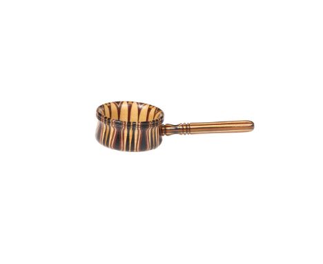 A VICTORIAN TUNBRIDGE WARE CADDY SPOON. The bowl and underside bowl each centered with a star, 9cm long.