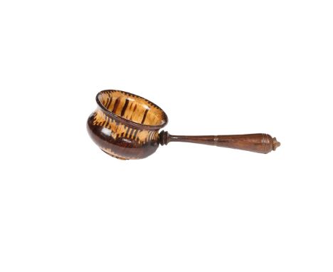 A VICTORIAN TUNBRIDGE WARE CADDY SPOON. Having a tapering handle, the bowl with flared rim, 9.5cm long.