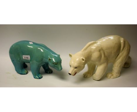 A large Melba Ware model, of a polar bear; another, L & V Ceram, in the Art Deco taste (2)