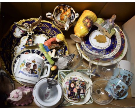 A Royal Doulton figure, Granny's Heritage, HN4811; early 19th century teacups; Imari coffee can, c.1810; Royal Worcester cabi