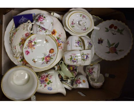 A Royal Crown Derby Posies pattern tea set and other decorative vases, etc; Royal Worcester Evesham, etc