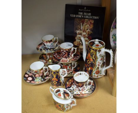 A Royal Crown Derby Imari Curator's Collection coffee set, comprising a Rich Japan Pardoe pattern coffee pot, cream jug and s