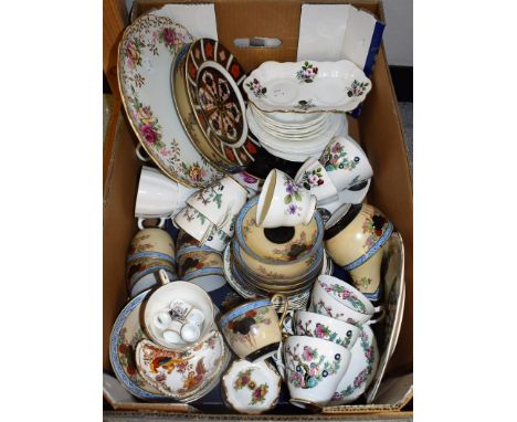 Ceramics - a Royal Crown Derby 1128 pattern dessert plate, second; a Royal Worcester cake plate; other Staffordshire floral p