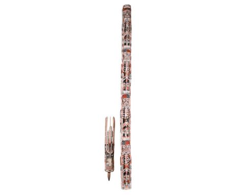A CARVED WOODEN POLYCHROME PAINTED MALANGAN FIGURE NEW IRELAND, PAPUA NEW GUINEA 119cm high, 18cm wide, 17cm deep TOGETHER WI