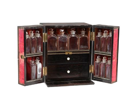 Y  A GEORGE IV BRASS MOUNTED ROSEWOOD APOTHECARY OR MEDICINE BOX  TERRY AND DUTTON, BATH, CIRCA 1825  With two-part opening f