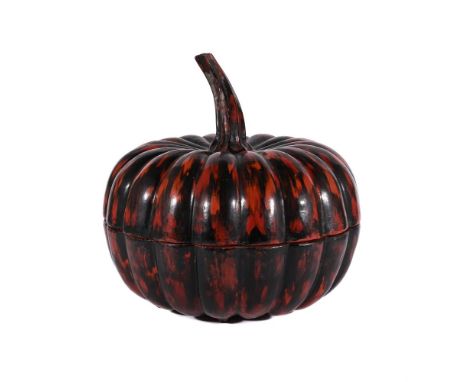 Burmese Black Lacquer Pumpkin Box - 19thC Burmese Black Lacquer Pumpkin Box - 19thC
