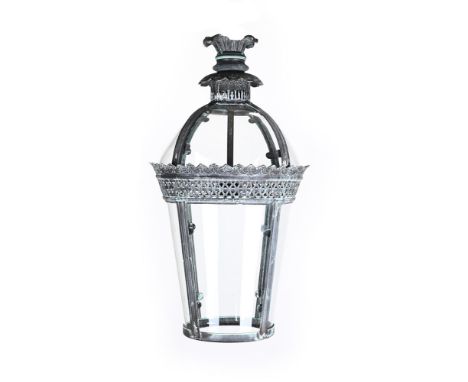 A SMALL BRONZE VERDIGRIS LANTERN IN 19TH CENTURY STYLE, MODERN 58cm high, 29cm wide, 29cm deep   Condition Report:  overall p