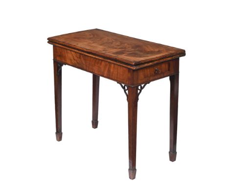 A GEORGE III MAHOGANY AND CROSSBANDED TEA TABLE CIRCA 1785 74cm high, 86cm wide, 42cm deep when closed  Condition Report:  Ma