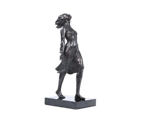 λ GWEN MARCUS (AMERICAN B.1957) SUDDEN BREEZE  Bronze with black patina  Signed, dated 1997 and numbered 2/35 Height inc. bas