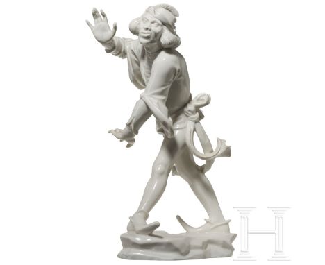 Porzellanmanufaktur Allach – Gaukler "Der Federhut", Modell 135 von Richard FörsterPorzellanfigur "Der Federhut", Modell 135,