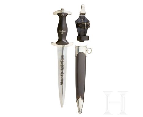 A Model 1933 SS DaggerMaker Boker, Solingen, polished steel blade (cleaned), obverse with etched motto, reverse with maker lo