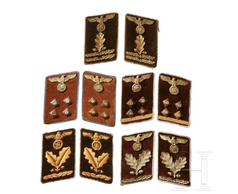 A Collection of Ortsgruppe and Kreisleitung Collar TabsSingle pair of collar tab rank insignia for Ortsgruppe Gemeinschaftsle