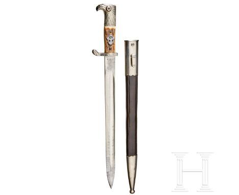 A Long Model Police BayonetMaker Paul Weyersberg Kirschbaum, Solingen, fixable version, nickel-plated, shortened steel blade 