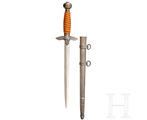 A Model 1937 Dagger for Luftwaffe Officers Maker Paul Weyersberg, Solingen, plated steel blade, etched with manufacturer’s lo